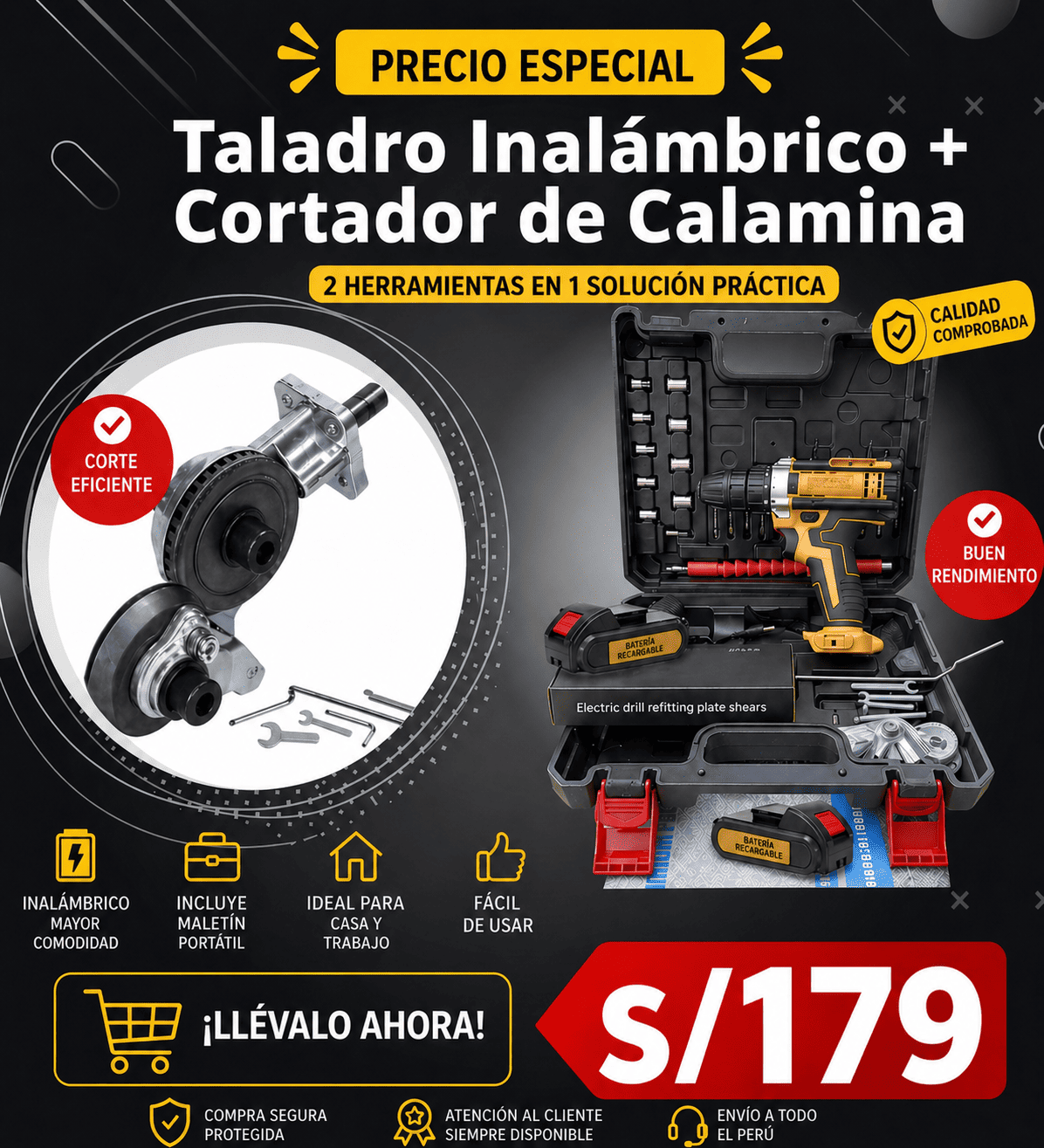 Taladro Inalámbrico  + Cortador de Calamina