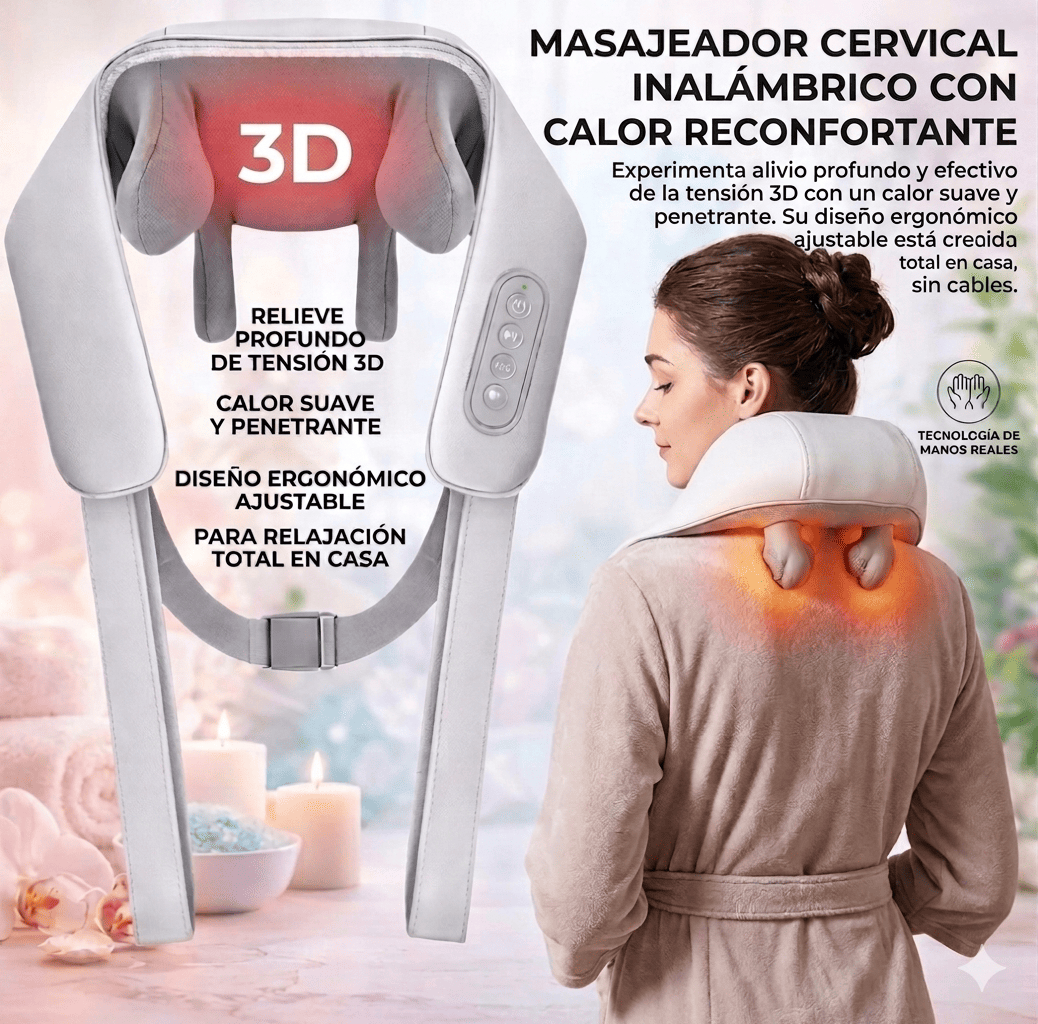 MASAJEADOR CERVICAL Y HOMBROS CON TERAPIA DE CALOR 🔥 INALAMBRICO