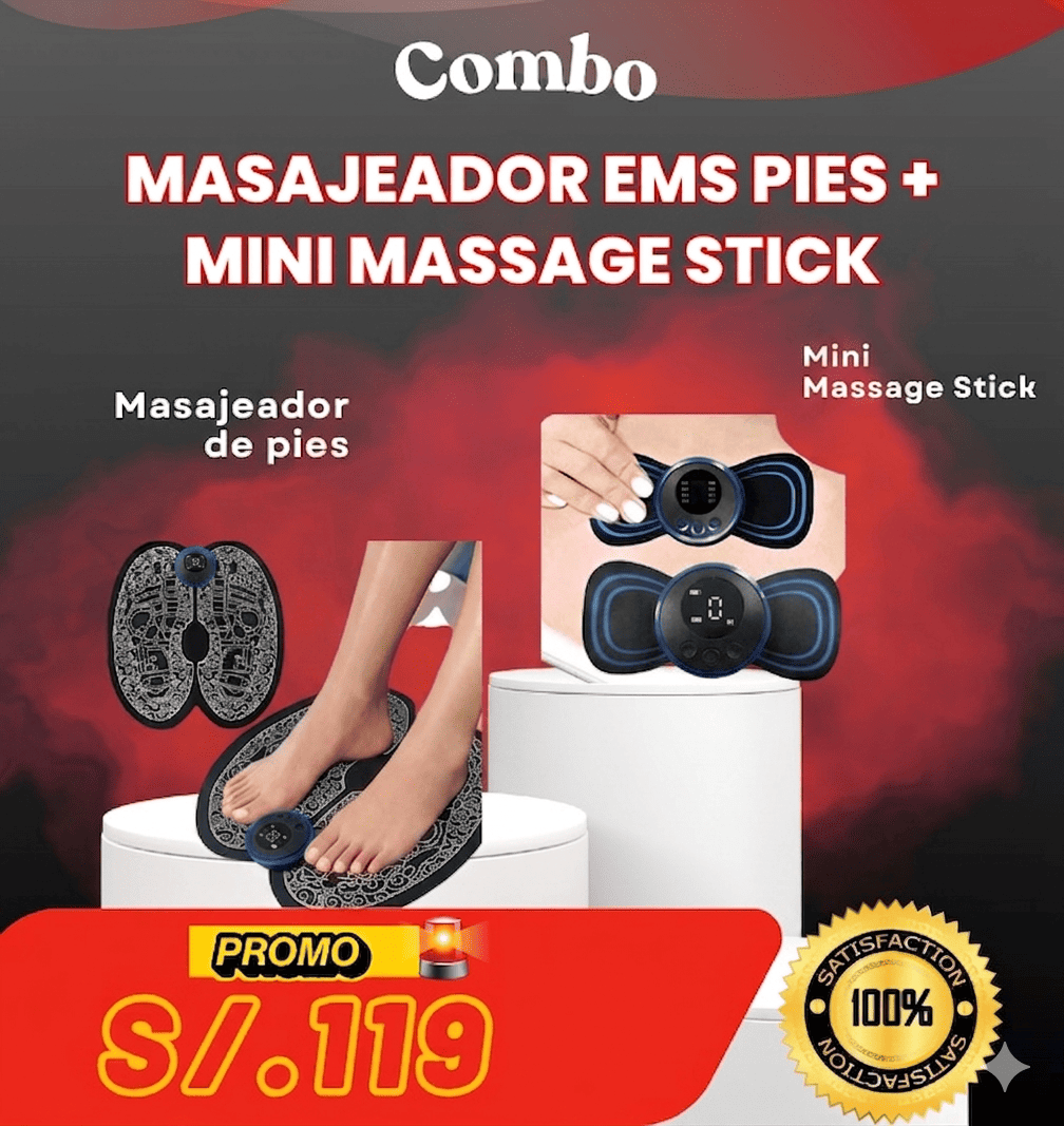 Combo Masajeador EMS Pies + Mini Massage Stick Recargable